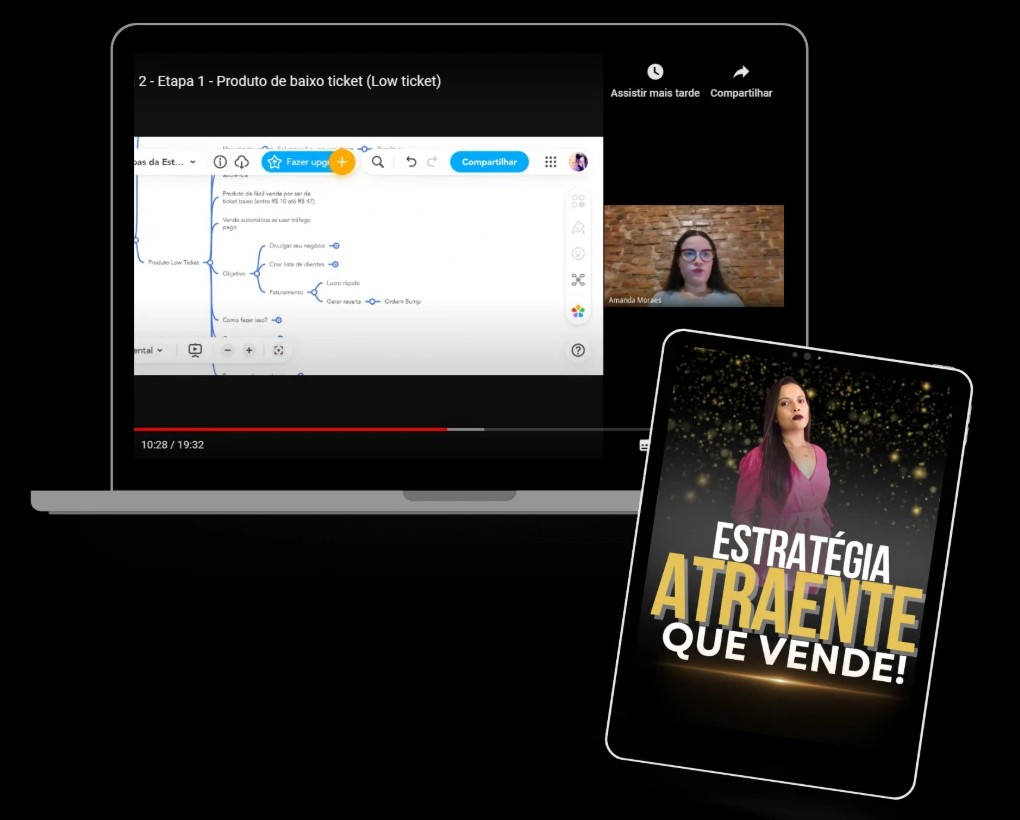 Aula do curso Estratégia Atraente Que Vende em notebook e tablet