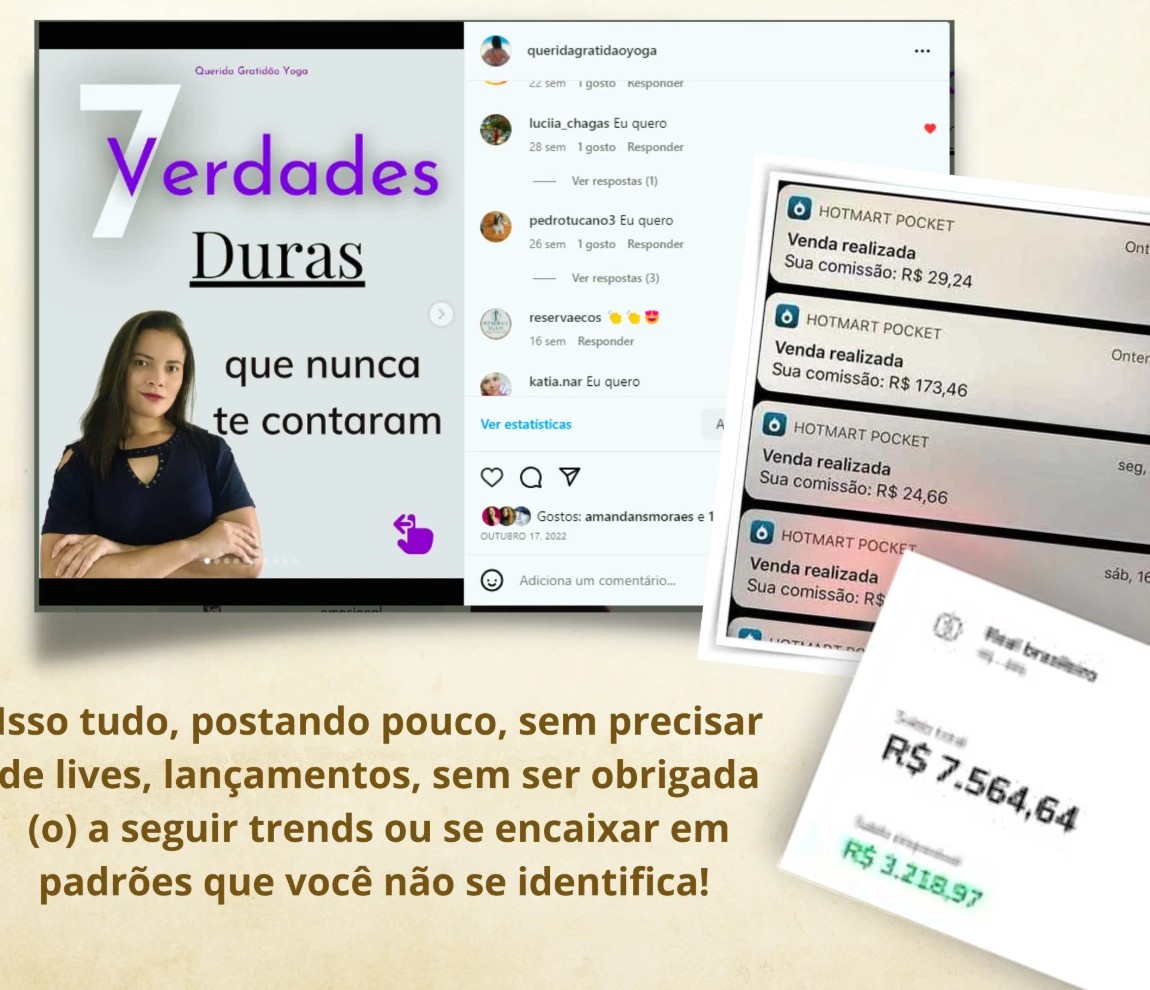 Exemplo de conteúdo e vendas realizadas na Hotmart