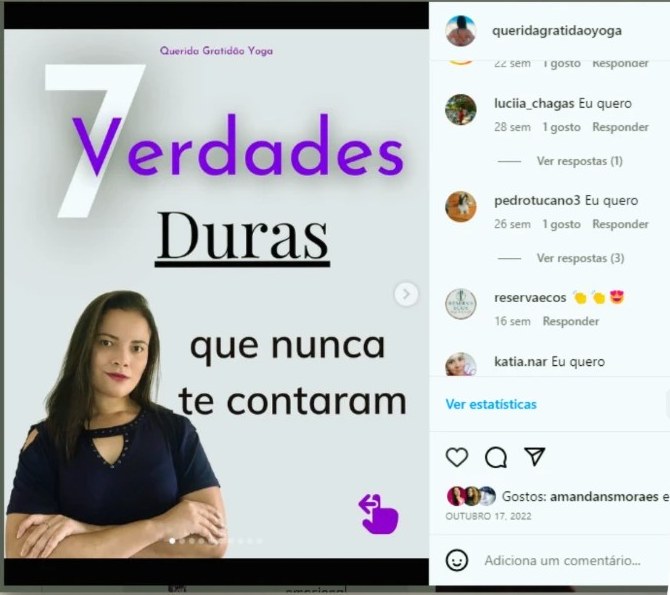 Carrossel 7 verdades duras que nunca te contaram, com vários comentários de pessoas pedindo o conteúdo